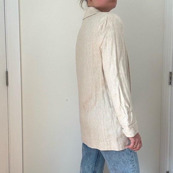 Linen Blend Elongated Double Breasted Blazer - Picture 13 of 13